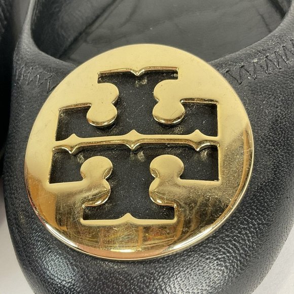 Tory Burch Shoes Womens Size 7.5 Black Minnie Travel Ballet Flat Napa Leather - Picture 7 of 16
